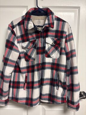 Sage Men's Plaid Shirt Jacket - Red, Blue, White